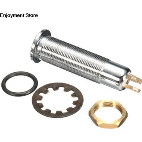 Silver Brass 3 Prongs Electric Guitar Bass Input/Output Mono Activel Long Threaded Jack Socket New Sale