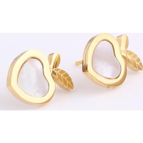 2021 Hot-selling Simple Gold Stainless Steel Shell Love Apple Earrings Crystal from Swarovskis Fit Girls and female As Gifts