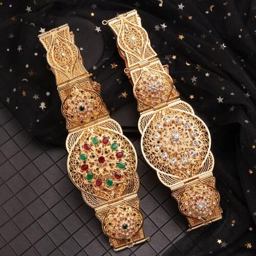 Morocco caften belt gold wedding jewelry hollowed-out metal gold-plated waist chain adjustable length gold bijoux