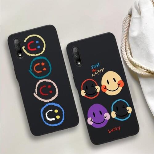 Cartoon Smile Face Black Soft Phone Case For Huawei P40 P30 P20 Mate 10 20 30 40 Pro lite Plus P smart 2019 2020 TPU Cover