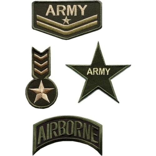 10pcs/lot Embroidery Patches Letter Military Airborne Army Green Backpack Clothing Decoration Diy Iron Heat Transfer Applique