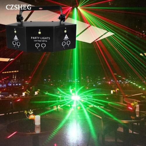 New nine-eye laser strobe light stage projector red blue green light party birthday party DJ light with controller