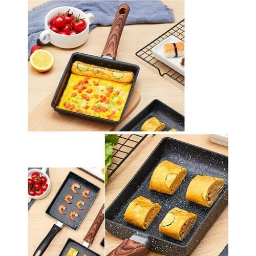 Portable Frying Pan Tamagoyaki Omelette Black Non-stick Pan Fry Egg Pan Pancake Kitchen Pot Only Use for Gas Cooker