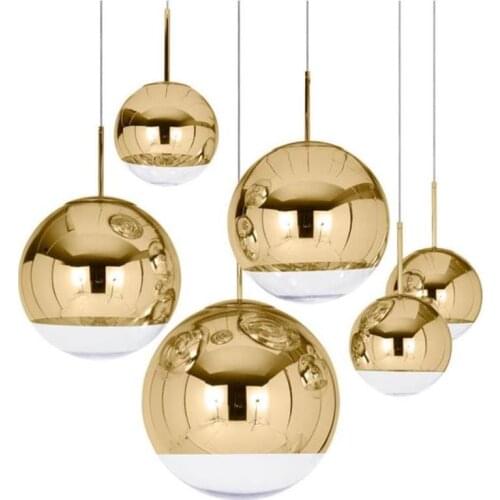 Postmodern glass ball cafe single head mirror ball space plating glass chandelier decoration round spherical Nordic lamps