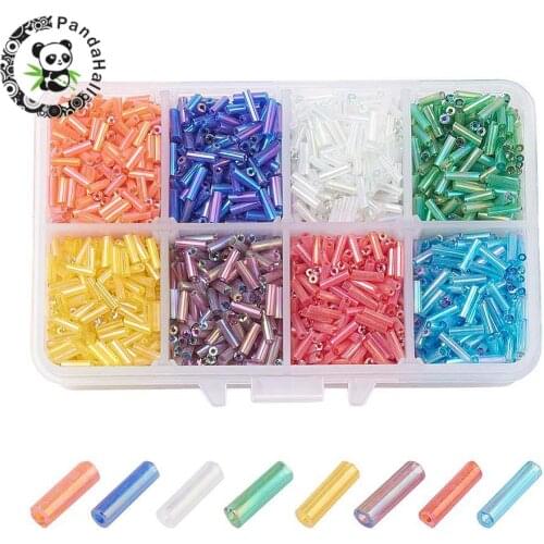 6x1.8mm Mixed Color Glass Bugle Beads Sets for Jewelry Making DIY Hole: 0.6mm; about 103g/box