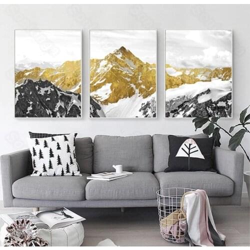 Light Luxury Yellow Mountain Peak Snow Simple Style Modern Decorative Painting Porch Living Room Corridor Study Room Hotel