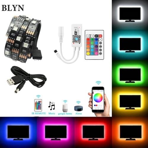 5V USB LED Strip 5050 RGB TV Background Lighting Tape 1M 2M 5M TV Light WIFI Remote Controller Sync With Sound Alexa Google Home