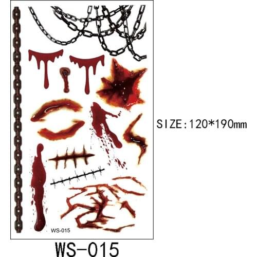 Halloween Party Scar Ghost Tattoo Sticker For Women Men Children Fake Tatoo Waterproof Temporary Tattoo Arm Neck ankle Clavicle