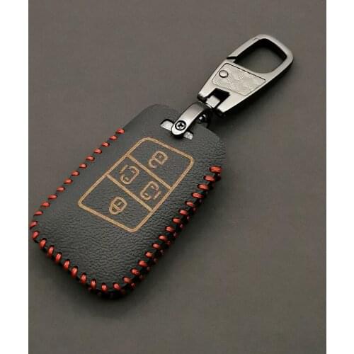 High Quality 100% Leather Car Key Cover For Volkswagen VW Tiguan Passat Golf Alltrack 2018 2019 2020 Smart Remote Fob Case