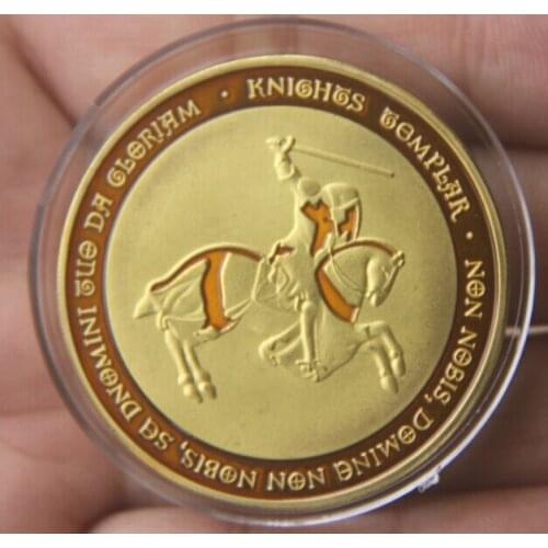 Yellow Horse Sword Knight Crusader Gold Color Plated Commemorative Coin Badge Medal Souvenir Party Arts Gifts Souvenir
