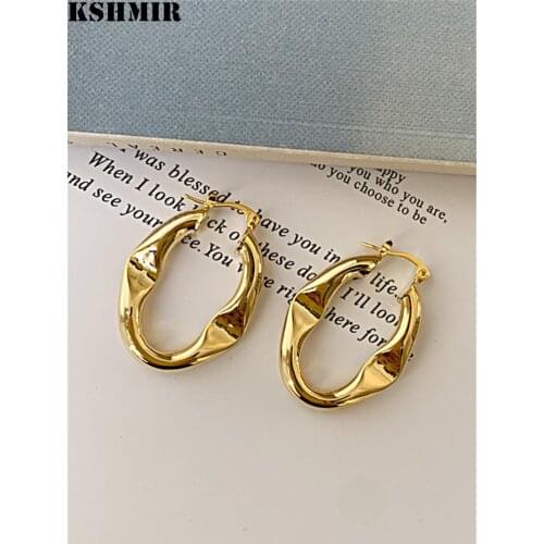 Kshmir New earring Female metallic earring exaggerated buckle simple earring earrings ornaments 2020