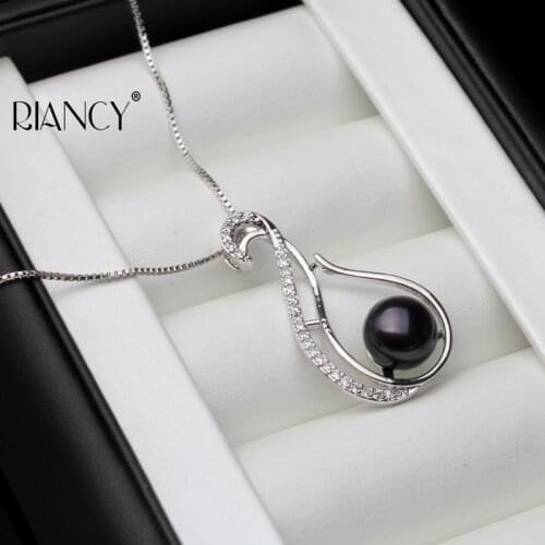 Fashion Natural Freshwater Black Pearl Pendant Necklace for Women Exquisite Wedding Anniversary gift