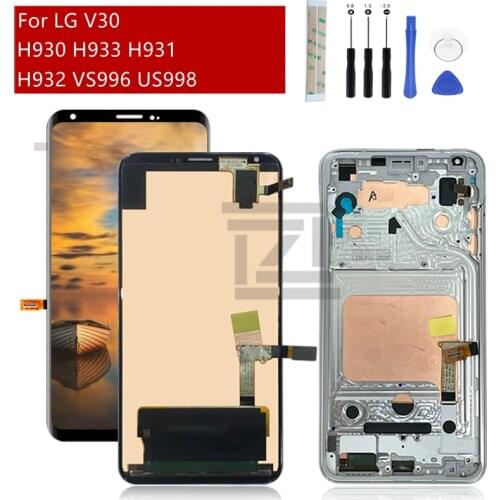 For LG V30 LCD Display Touch screen Digitizer Assembly With Frame H930 H931 H932 H933 VS996 Screen Replacement Repair Parts 6.0