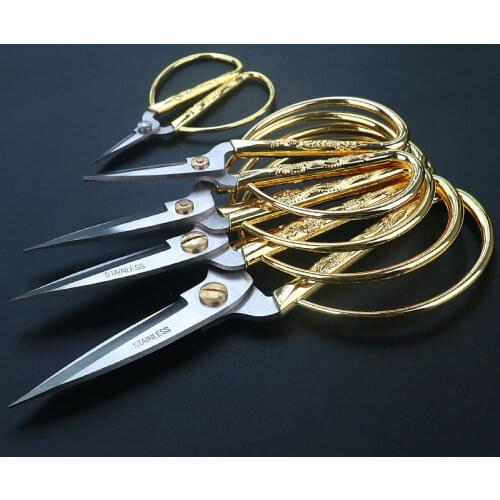 Retro Gold Scissors For Sewing And Needlework Accessorie Stainless Steel tailor scissors for Fabric threads Embroidery scissors