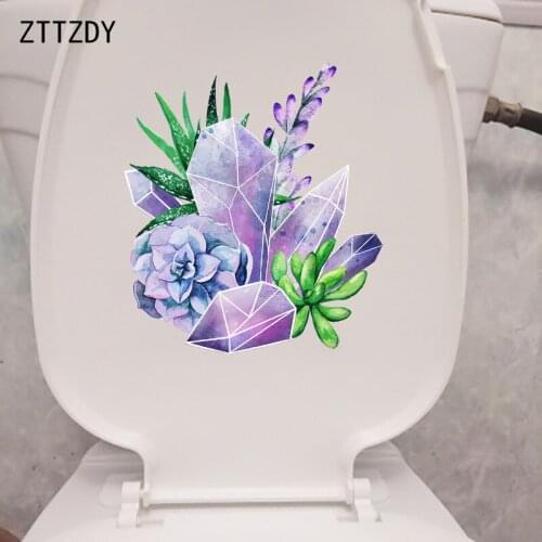 ZTTZDY 20.4×23CM Crystal Gem Succulent Plant WC Decoration Toilet Stickers Home Room Wall Accessories T6-0287