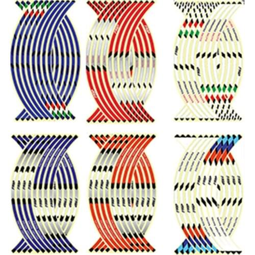 1set 17"18" Strips Motorcycle Car Wheel Tire Stickers Reflective Rim Tape Motorbike Auto Decals