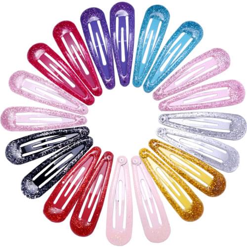 10/20pcs 5cm Color Glitter Hairpins Metal Barrette BB Hair Clips Kids Children Baby Girls Snap Pins Women Hair Accessories