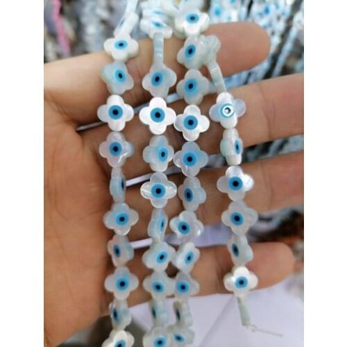 10 Pcs/lot 8/10MM Natural Clover Mother Of Pearl Shell Beads MOP Shell Evil Eye Beads For Making DIY Neckalce Charm Jewelry New