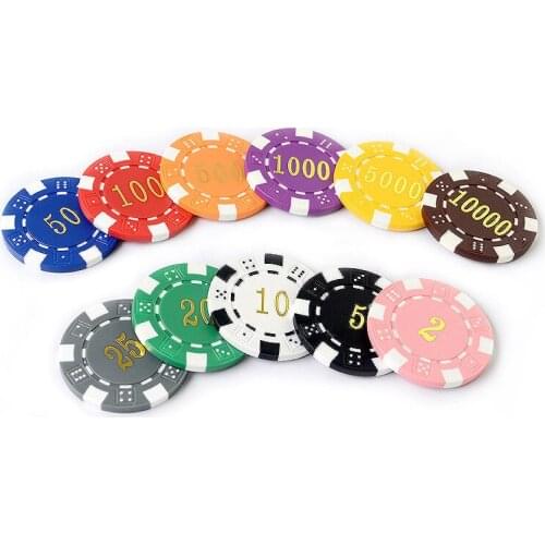 100Pcs Gilding Stamping ABS Plstic Poker Chips With Value Coins Texas Poker Jeton Games Casino Metal Coins Poker Fichas Custom