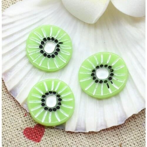 Kiwi fruit slice 20PCS 18mm Resin Flatback Cabochon Miniature Food Art Supply Decoration Charm Craft DIY