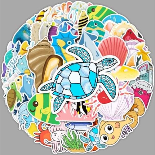 3 Sets=300PCS Sea Creature Cartoon Stickers Stationery Computer Scooter Car Waterproof Stickers