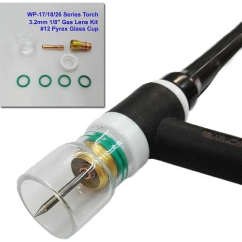 9pcs Kit For WP-17/18/26 TIG Welding Torch Stubby Gas Lens #12 Heat Glass Cup Gas Lens Repalacement Tools Welding Access