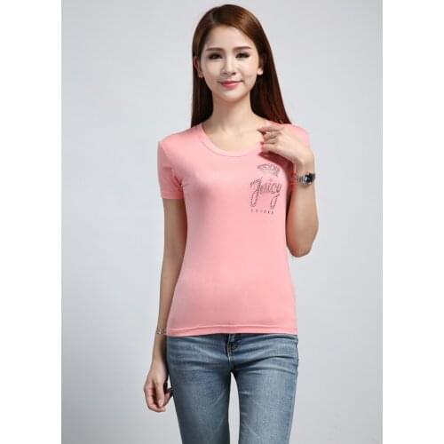 JUICY LOVERS Brand 2020 Fashion Casual Women Sporting T-Shirt Red White Black O-Neck Diamonds Letters Women Tops Summer Tees