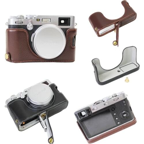 Newest Vintage Genuine Leather Camera Case For Fujifilm X100F X100-F Camera Half Bag Cover Open Battery Design