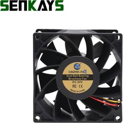 Dual Ball Bearing 90MM 9cm 9038 9238 Big Wind Fan 90x90x38mm DC24V Computer Case Cooling Fan 3pin FG