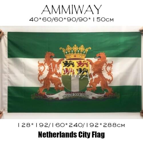 AMMIWAY Holland the Netherlands Rotterdam City Coat of Arms Flags and Banners 150*90cm 3ft x 5ft Brass Grommets Polyester Flags
