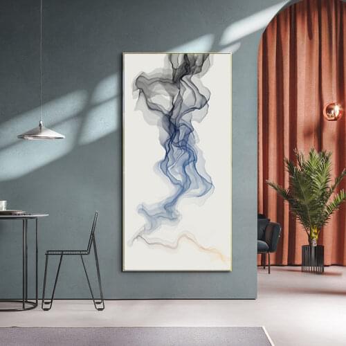 Chinese Style Ink Painting Wall Art Canvas Painting Abstract Blue And Black Poster For Living Room Decoration Wall Picture