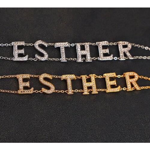 Letter Combination Pendant Custom Double Name Bracelet Creative New Chain Zirconia Gold Ladies Personalized Name Custom Bracelet