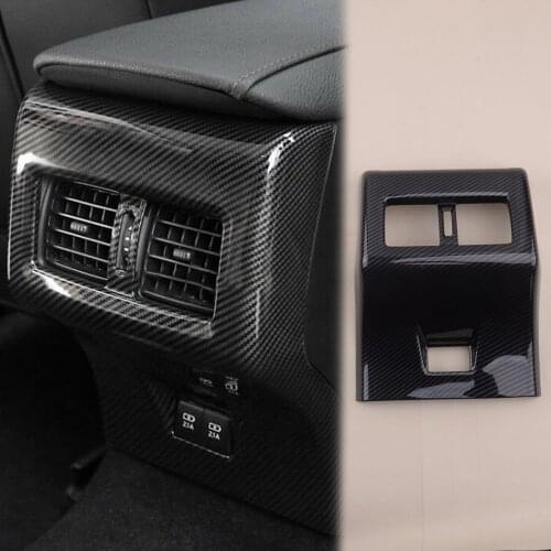 Car Interior Rear Air Condition Outlet Vent Cover Trim Frame Fit For Toyota Camry 2018 2019 2020 Carbon Fiber Style