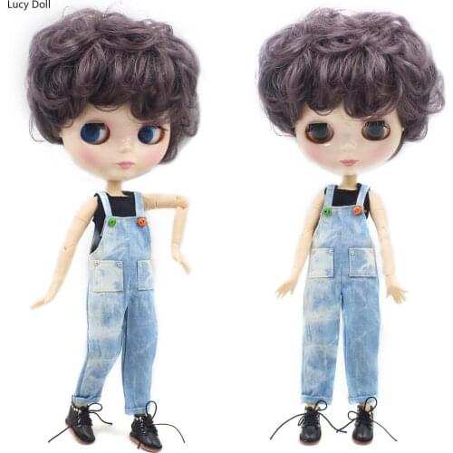 ICY factory blyth doll boy body bjd toy purple short hair BL9219 1/6 30cm naked doll