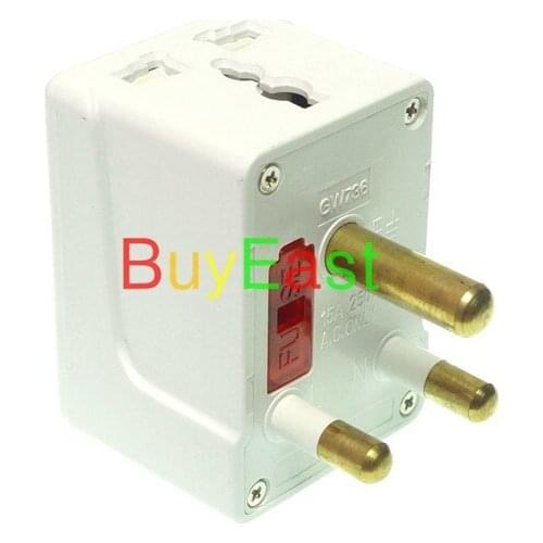 Lot 5 Brand New Big South Africa Electrical Adapter Type M 8.7mm 3 Way Multi Outlet 15A Fused