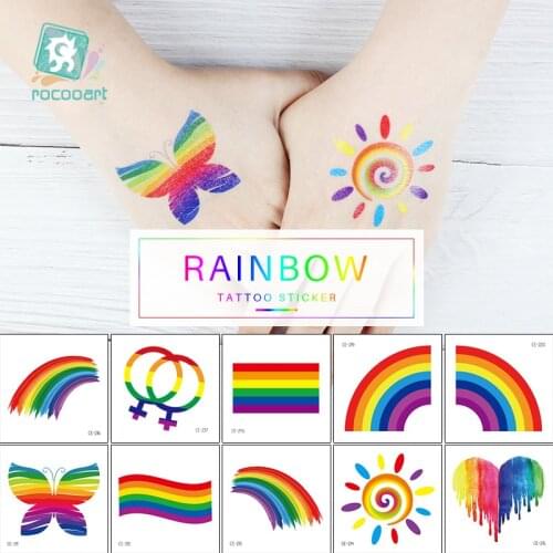 Cute Colorful Rainbow Design Waterproof Temporary Tattoos Stickers For Kids Girl Women Body Art Water Transfer Fake Tattoo