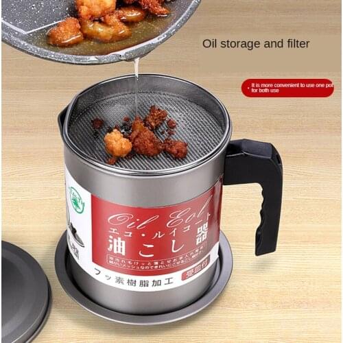 1.7/1.4L Multifunction Leakproof Can Grease Container Kitchen Tool Kettle Cooking Separator Frying Pot with Strainer Oil Storage