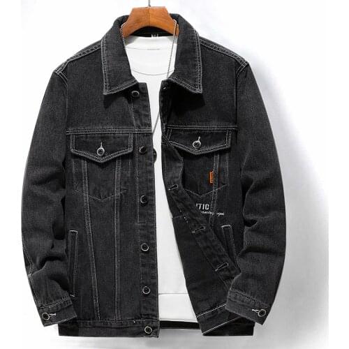 Solid Casual Slim Mens Denim Jacket Plus Size 5XL Bomber Jacket Autumn Men High Quality Cowboy Mens Jean Jacket Chaqueta Hombre