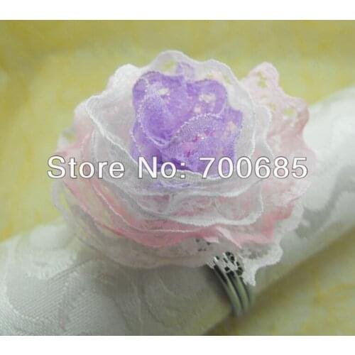 Organza rose napkin ring, napkin holder for wedding