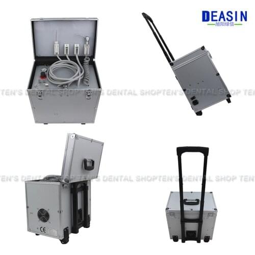 Portable Dental Unit with High and low speed HP tube,3 Way Syringe, Oilless Air Compressor, Water bottle, Foot Control