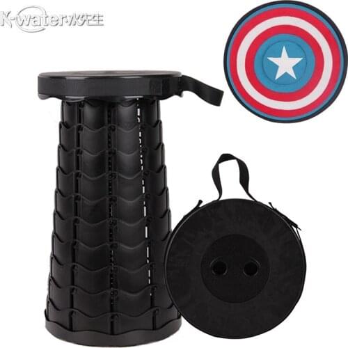 Portable folding stool Outdoor Retractable pocket Chiar Camping accessories Convenient Fishing plastic Chairs Foldable small