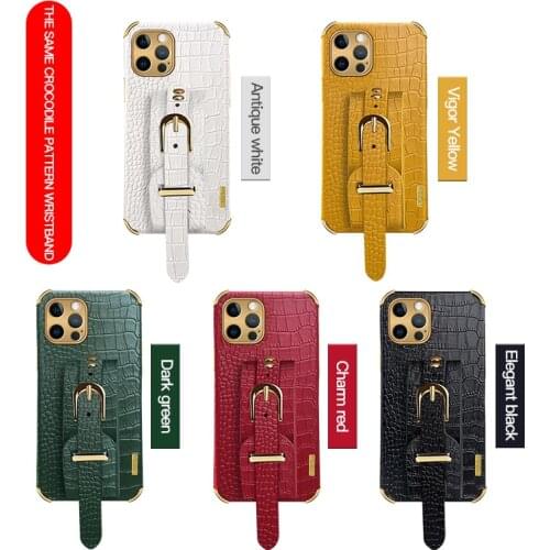 Wrist band For Iphone 12 Pro Max 11 Xr Se2020 8Plus+ Xs 7 8 6S Graduation HP Couple Electroplating Crocodile Pattern Soft Cover