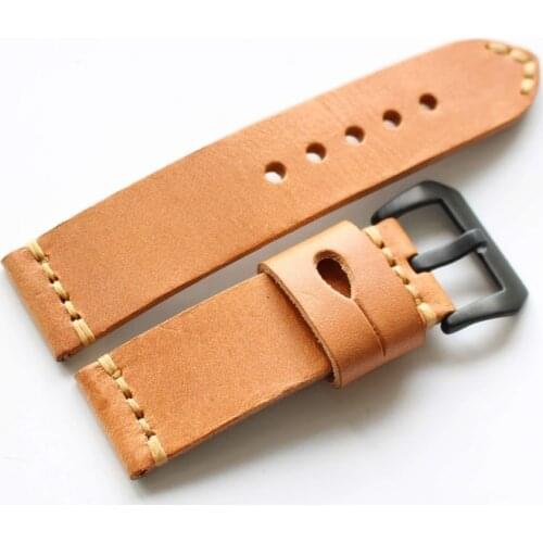 Features luxury new 20MM 22MM 24MM 26MM strap Handmade leather Watch band promotions Brown buckle For Panerai Free shipping
