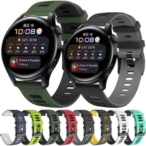 Double Color Silicone Band for Huawei Watch 3 pro GT2 2pro Correa Sport HONOR Magic 2 46mm Strap Watchband Bracelet