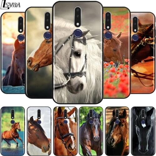 Animal Horse for OPPO Realme C2 2 A31 A5 A7 F15 F11 F9 F7 F5 R17 R15 R9S K5 K3 Pro 2020 2018 Black Phone Case