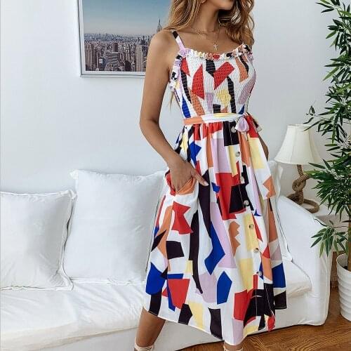 Floral Long Boho Bohemian Dress Women Sundress Sexy V-Neck Sleeveless Strap Sashes A-line Elegant Vestidos Female