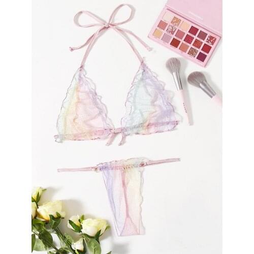 2021 Sexy Womens 2pcs Exotic Sets Hollow Out Bras+ Panties Laides Sexy Mesh Sheer Sets for honeymoon Homewear Valentines Day