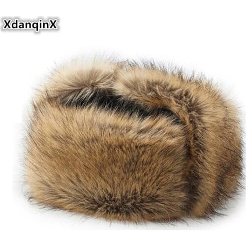 XdanqinX Middle-aged Mens Hat Winter Plus Velvet Warm Bomber Hats For Men Women Windproof Earmuffs Cap Womens Ski Caps Unisex