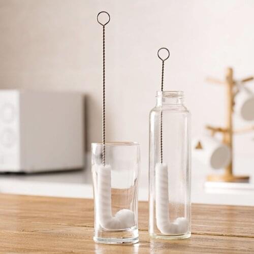 OTHERHOUSE 2Pcs Cleaning Brush Baby Bottle Coffe Tea Glass Cup Wineglass Handle Brush Flexible Cleaner Kitchen Cleaning Tools