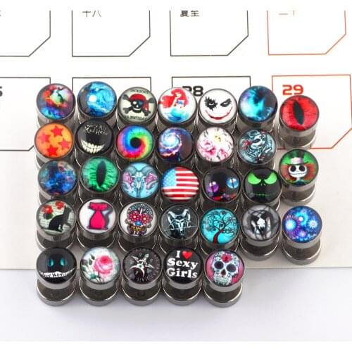 Cheater Fake Ear Plugs Satinless Steel Gauges Illusion Tunnel Piercing Stud Screw Earrings 32 Style 320pcs
